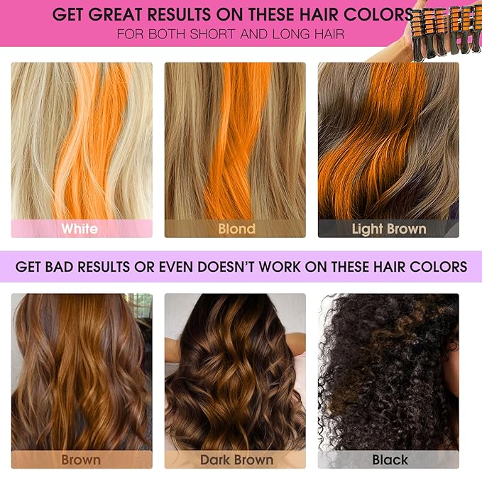 New Hair Chalk Comb Temporary Bright Hair Color Dye for Girls Kids, Washable Hair Chalk for Girls Age 4 5 6 7 8 9 10 Birthday Cosplay DIY Halloween, Christmas (Orange)