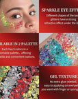 FANDAMEI Star&Moon Face Glitter, Body Glitter Hair Glitter for Glitter Makeup, 2 PCS Glitter Gel 18 Grids for Body&Hair for Kids Women, Halloween Rave Party Face Paint