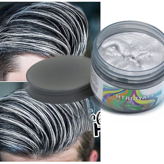 Temporary Grey Hair Color Wax,Natural Hair Spray Color Washable For Kids Women Men For Dark Light Hair Hairstyle Cosplay Halloween Party Christmas Diy Hairstyle
