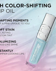 L'Oreal Paris Plump Ambition pH Hyaluron Lip Oil, Color Shifting Lip Tint with 24HR Hydration, Volumizing Shine and Lasting Color, 010 pH Cristal Ice