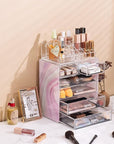 Sorbus Acrylic Makeup Organizer Set, 6-Drawer Vanity & Countertop Cosmetic Storage with Small & Wide Compartments, Tie Dye Makeup Storage for Brushes, Jewelry – Holiday Gift for Women & Teens