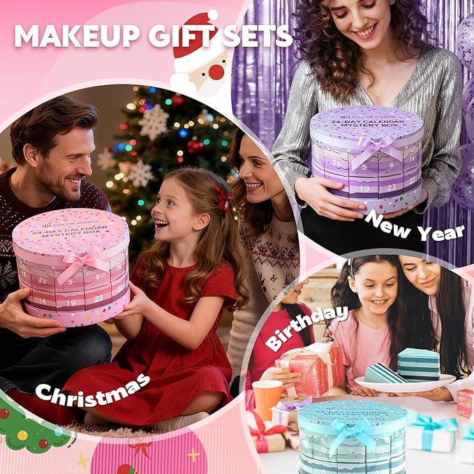 Color Nymph Makeup Advent Calendar 2025, 24 Days Advent Calendar Mystery Box for Christmas, Makeup Gift Sets - Xmas Beauty Countdown Calendar Full Makeup Kits for Teens Girls Kids #Pink