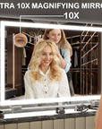 FENNIO Makeup Mirror with Lights 32"x22" ，LED Makeup Mirror ，Large Vanity Mirror with Lights，Touch Sensor with Dimmable 3 Modes, Square White