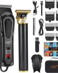 LQT® Men's Professional Hair Clippers Kit，Cordless & Corded Barber Clippers Set，Grooming Rechargeable Beard Trimmer with Adjustable Blade