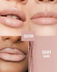 Oulac Beige Lipsticks for Women, Pale Nude Matte Lip Base, Full Coverage Lip Color, Satin Matte Finish, Cream Texture, Hydrating, Infused with Hyaluronic Acid, Vegan & Clean Beauty 4g SG01 Bare