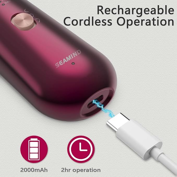 Professional Manicure Pedicure Set - Cordless Electric Foot Nail Care Trimmer Buffer Tools - 5 Speeds, Rechargeable, Thick Nails (Red)