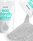 Hemway Eco Friendly Biodegradable Glitter 100g / 3.5oz Bio Cosmetic Safe Sparkle Vegan for Face, Eyeshadow, Body, Hair, Nail and Festival Makeup, Craft - 1/128" 0.008" 0.2mm - Silver