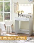 MIRROTOWEL Vanity Desk with Mirror and Lights, Dressing Table with Large Drawer, 2 Level Storage Dresser & 3 Lighting Modes Adjustable Brightness, Suitable for Bedroom