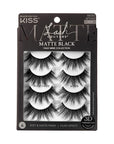 KISS Lash Couture Matte Black Faux Mink Eyelashes Multipack, Matte Cheviot, Black, Natural Looking, Cruelty-Free & Vegan, Holds Curl, Comfortable, Seamless, Knot-Free Band | 4 Pairs