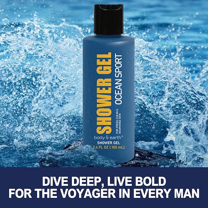 Bath and Body Gift Set for Men Body Wash Set with Fresh Ocean Scent Shower Gel, Body Lotion, Shampoo, Birthday Gifts for Men,regalos para hombre, Birthday Gifts for Him