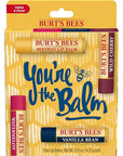 Burt's Bees You're the Balm Lip Balm Pack, With Beeswax, Wild Cherry, Watermelon and Vanilla Bean Flavors, With Responsibly Sourced Beeswax, Tint-Free, Natural Origin Lip Treatment, 4 Tubes, 0.15 oz.
