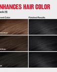 Revlon ColorSilk Tone + Gloss + Care Demi Permanent Hair Color, Dye Kit with Leave-In Scalp and Haircare Serum, 2x Shinier, 4x Stronger, 1 Black, 4.5 fl oz