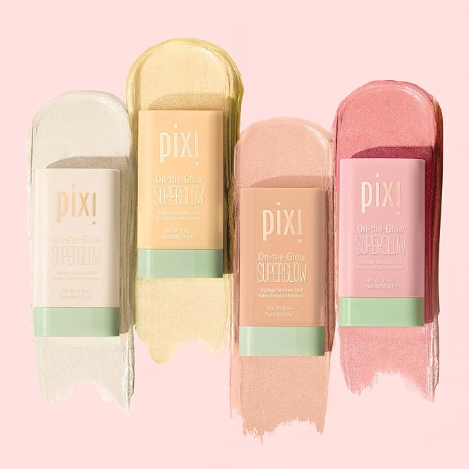 Pixi Beauty Beaming Bliss On-the-Glow Trio | Hydrating Tinted Moisture Stick Blush, Bronzer, and Highlighter Set | Travel Size, Vegan, and Paraben-Free