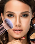 Makeup Brush Kabuki Face Brushes Retractable Travel Blush Brush Portable Flawless for Foundation, Powder Blush, Bronzer, Buffing, Liquid, Cream, Cruelty Free with Cover(Round-Head)