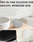 INNERNEED Food-Grade Soft Silicone Body Scrubber Shower Brush Handheld Cleansing Skin Brush, with Exfoliating Net Sponge Case (Black Brush)