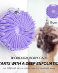 Silicone Body Scrubber 2 Counts, Exfoliating Body Wash Scrubbers Exfoliator, Shower Body Brush for Effective Showering Exfoliation and Gentle Massage (Black+Purple)