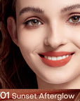 Mistine Makeup Velvet Lip Gloss Matte Lip Cream Liquid Lipstick Softening with Hyaluronic Acid Lip Tint, Non-Sticky Lightweight Lip Color V01 Sunset Afterglow 0.1 fl oz