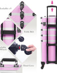 Professional Rolling Makeup Case with Wheels, 5-in-1 Makeup Train Case, Cosmetic Makeup Trolley Cart Travel Cosmetology Case On Wheels with Key for Hairstylists, Nail Tech (Pink Crystal)