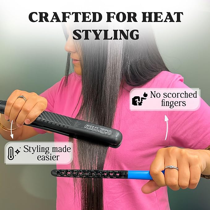 Herstyler Hair Straightening Comb - Straightener Comb for Flat Iron - Makes Styling Easy - Get Straight Hair in Minutes (Blue)