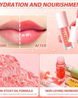 2Pack Big Brush Head Hydrating Lip Glow Oil Plumping Lip Tint, Hydrating Lip Gloss Tinted Lip Balm Transparent Lip Care, Long Lasting Nourishing Non-sticky Fresh Texture (Cherry+Coco)