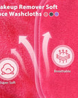 Makeup Remover Cloth, 6" x 6" Make Up Towels Reusable Face Cloth for Washing Face, 12 Pack Makeup Remover Pads Microfiber Face Washcloth with Mesh Bag, Just Water, Grey/Purple/Pink