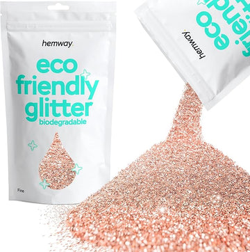Hemway Eco Friendly Biodegradable Glitter 100g / 3.5oz Bio Cosmetic Safe Sparkle Vegan for Face, Eyeshadow, Body, Hair, Nail and Festival Makeup, Craft - 1/64" 0.015" 0.4mm - Rose Gold