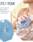 Sud Scrub® Antimicrobial Silicone Body Scrubber, Exfoliating Body Scrubber for Sensitive Skin, Eco Friendly Shower Scrubber for Body, Silicone Body Brush for Showering, Blue