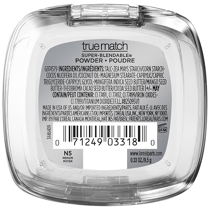 L'Oreal Paris True Match Super-Blendable Oil Free Powder Foundation, N5 Medium, 0.33 oz, Packaging May Vary