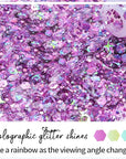 DAGEDA Purple Body Glitter Gel, Holographic Face Glitter Body Gel Rave Party Accessories, Chunky Glitters for Face Hair Nails, Cosmetic Laser Powder Festival Sequins Paint Makeup