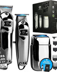 Royal Clips Hair and Beard Fade Kit – Professional Clipper, Trimmer & Foil Shaver Bundle for Men, Complete Haircut Set for Barbers, Home Use & Grooming – 5-Hour Battery, 10pcs Limit Combs, Silver