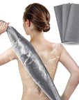 ARCH&M Exfoliating Washcloth Body Scrubber - 3 Pack Japanese Korean Spa Style Bath Towel for Dead Skin Removal, Extra Long 35” Back Scrubber with Premium Nylon Mesh for Smooth Glowing Skin (Gray x 3)
