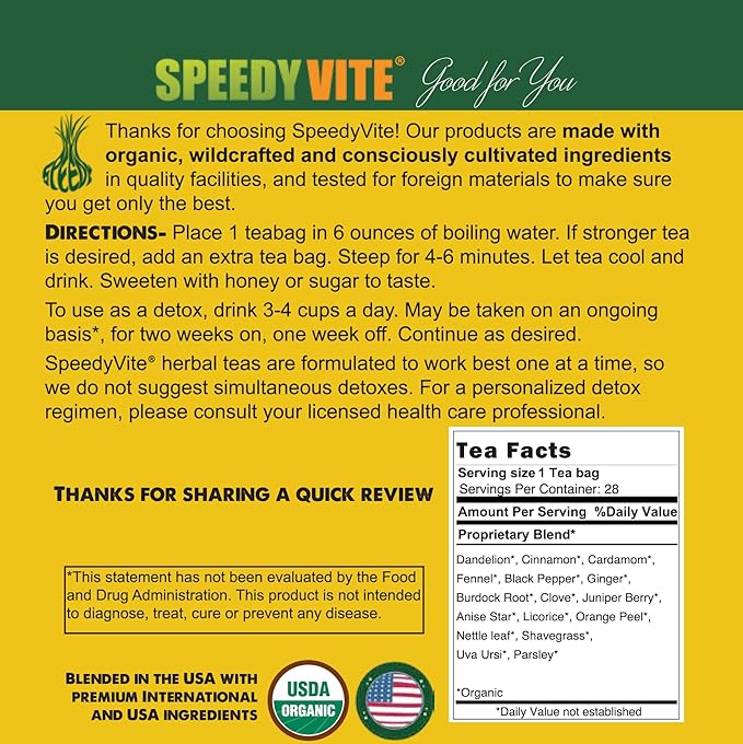 Liver Detox Tea | USDA Organic (28 Teabags) Cleanses, Supports Liver, Gallbladder Health with Dandelion Leaf, Fennel, Ginger and More
