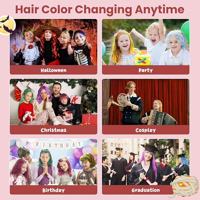 Temporary Red Hair Color Wax for Kids, Washable Colored Hair Styling Mud, Women Men Style Dye for Girls Boys Teens, Instant Hair Coloring Gel Cream for DIY Cosplay Halloween Children's Day