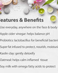 One With Nature Feminine Cleansing Bar 3Pack 3.5Oz - Fragrance-Free Feminine Soap Bar, Probiotics, Apple Cider Vinegar, Omega Fatty Acids, Oatmeal, Pure, Gentle Cleansing Bar for All Skin, Face, Body