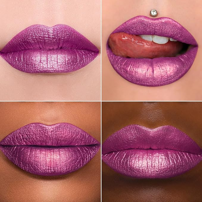 MAKI YIKA 3Pc Metallic Lipstick for Women, Red Pink Brown Glitter, Long Lasting, Full-Coverage Liquid Lip Gloss