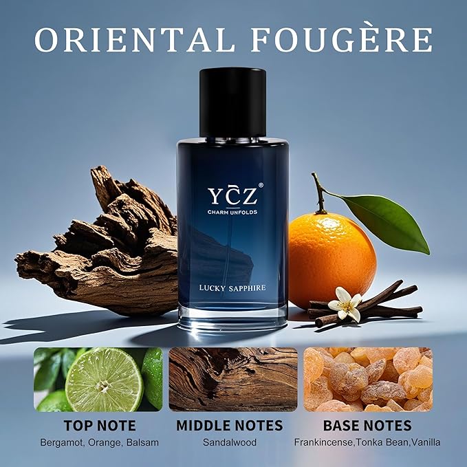 Ycz Lucky Men's Eau De Parfum New Round Box Packaging,1.7oz(50ml),Long Lasting EDP Men.Making it the ideal gentlemen’s gift (2-Pack)