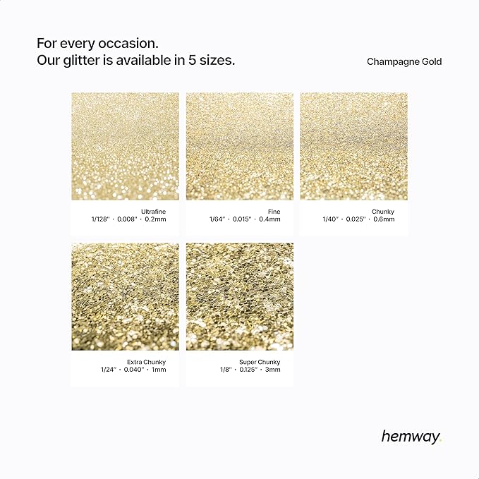 Hemway Biodegradable Glitter Eco Friendly - 100g/3.5oz Bio Cosmetic Safe Sparkle Vegan for Face Eyeshadow Body Hair Festival Makeup Craft - Fine (1/64" 0.015" 0.4mm) - Champagne Gold