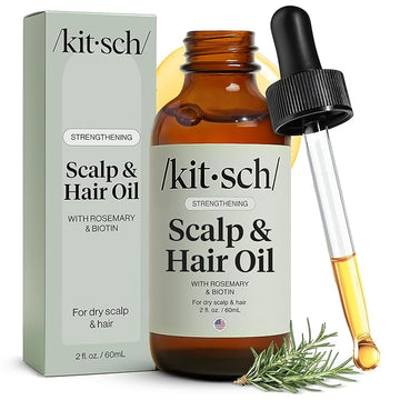 Kitsch Rosemary Oil Pre-Wash Strengthening Hair Oil with Castor, Biotin, Jojoba, Lavender Scent, 60ml