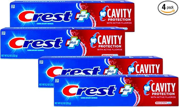 Crest Fluoride Cavity Protection Toothpaste 8.2 Ounce Regular Paste, Bulk Toothpaste, Prevents Cavities Before They Start (4 Pack)
