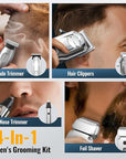 Jack & Rose Hair Clippers for Men Set Professional, Cordless Men Hair Trimmer, Electric Shavers, Barber kit, 4 in 1,LED Display, for Nose, Body, Bald Head