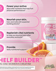 Creatine for Women | Creatine Monohydrate + BCAA Powder Myo-Inositol Collagen Biotin Hyaluronic Acid Folate L Glutamine Vitamin D3 Iron Zinc D-Chiro-Maca Digestion Shelf Builder by Clean Nutra