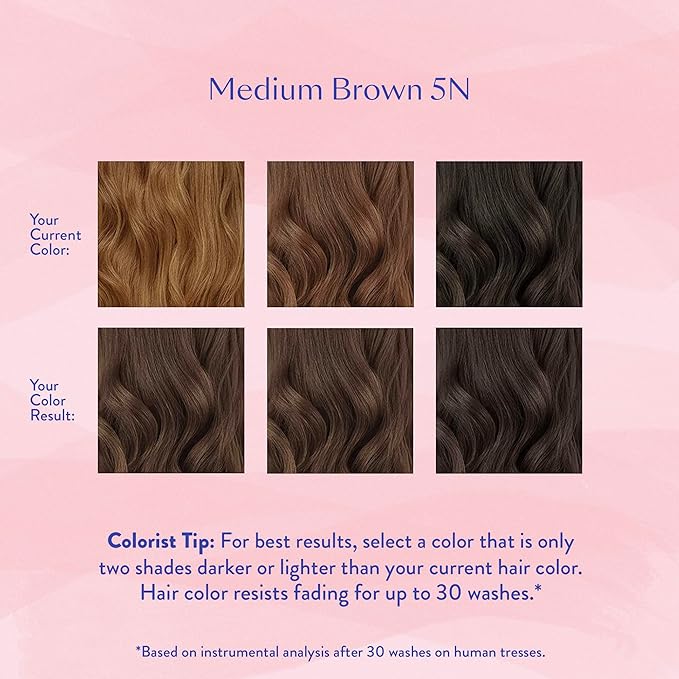 eSalon Permanent Hair Color & Dye Kit - Medium Brown - Personal Colorist for Up To 100% Gray Coverage, All Hair Types - Professional-Grade Ammonia-Free Hair Dye