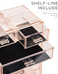 Sorbus Acrylic Makeup Organizer Set, 6-Drawer Vanity & Countertop Cosmetic Storage with Small & Wide Compartments, Pink Makeup Storage for Brushes, Jewelry – Holiday Gift for Women & Teens