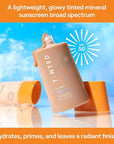 Live Tinted Hueguard Glotion Mineral Tinted Sunscreen For Face SPF 50 – Lightweight Fragrance-Free Sunscreen – Hydrating & Brightening – Clean & Vegan Primer With SPF - Medium Deep .5 FL Oz