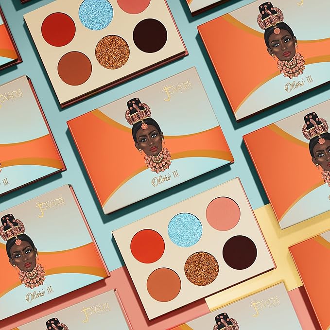 Juvia's Place Olori III Eyeshadow Palette, 6 Shades of Coral, Browns and Bronzes with a Pop of Rich Blue, Matte and Shimmers