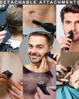 Beard Trimmer for Men Professional Mens Beard Grooming Kit T-Blade Trimmer Electric Shaver Razor Nose Body Trimmer Hair Cutting Kit Cordless 7 in 1 Black