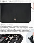 3 Swords Germany – Brand Quality 12 Piece Manicure Pedicure Grooming kit Set for Professional Finger & Toe Nail Care with Black Synthetic Leather case - Made in Germany