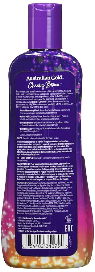 Australian Gold, CHEEKY BROWN Accelerator Dark Natural Bronzers, Tanning Bed Lotion 8.5 oz