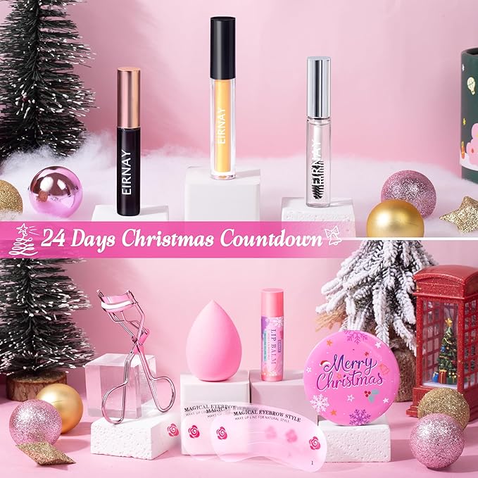 Makeup Advent Calendar 2025, 24 Days Christmas Gift Makeup Sets For Women Teen Girl, 2025 Xmas Countdown Calendar Cosmetics Holiday Surprise Make Up Gift Kits for Women Full Kit