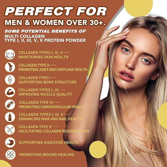 Zammex Multi Collagen Protein Powder, Type I & III & V & X, Hydrolyzed Collagen Peptides for Women & Men, Supports Hair and Skin, Gut Health, 41 Servings, Chocolate